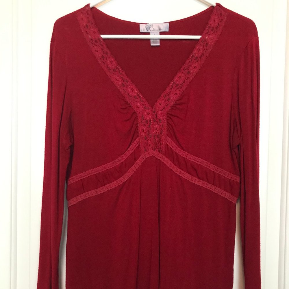 Women's L Red Lace Top